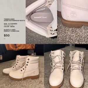 Timberland Women's Light Beige Combat Boots